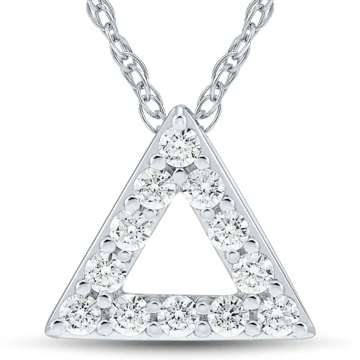 Lab Grown Diamond Open Triangle Pendant In 14K White Gold (1/4 Ct. Tw.)