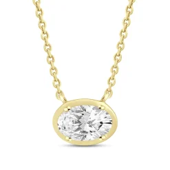 Lab Grown Diamond Oval Solitaire Pendant In 14K Yellow Gold (1/2 Ctw.)