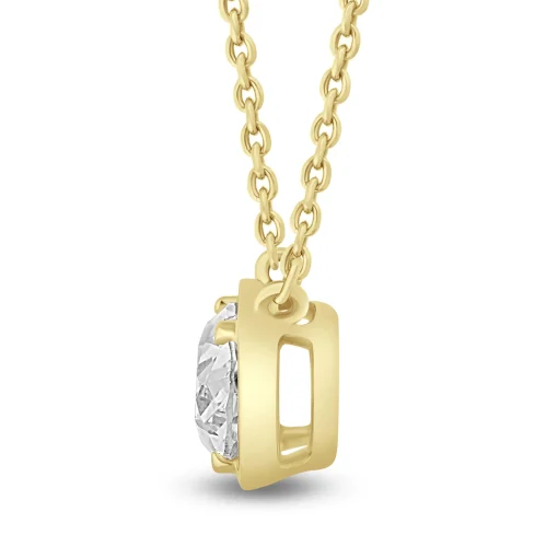 Lab Grown Diamond Oval Solitaire Pendant In 14K Yellow Gold (1/2 Ctw.)