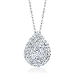 Lab Grown Diamond Pear-Shaped Cluster Pendant In 14K White Gold (1 Ct. Tw.)