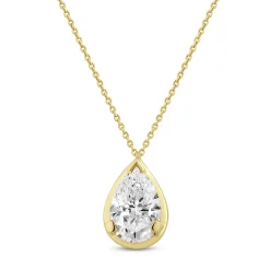 Lab Grown Diamond Pear-Shaped Bezel Pendant In 14K Yellow Gold (1/2 Ct. Tw.)