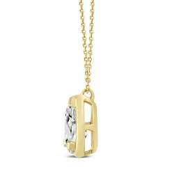 Lab Grown Diamond Pear-Shaped Bezel Pendant In 14K Yellow Gold (1/2 Ct. Tw.)