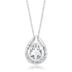 Lab Grown Diamond Pear-Shaped Cluster Pendant In 14K White Gold (1 Ct. Tw.)