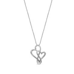 Lab Grown Diamond Pendant Pair Of Hearts In 10K White Gold (1/4 Ct. Tw.)