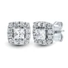 Lab Grown Diamond Princess-Cut Halo Earrings In 14K White Gold (3/4 Ct. Tw.)