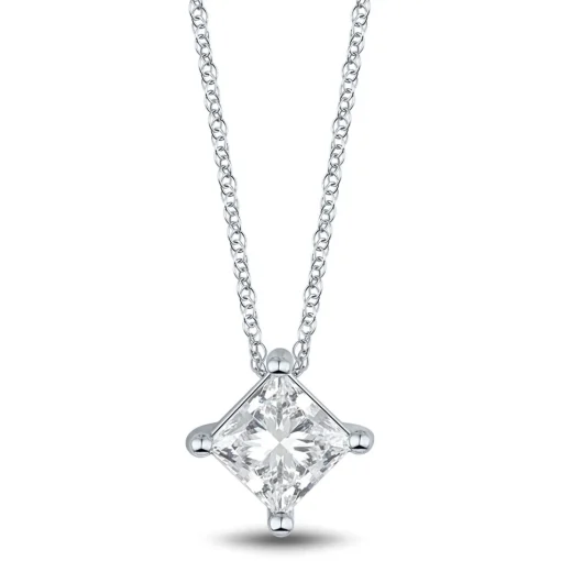 Lab Grown Diamond Princess-Cut Solitaire Pendant