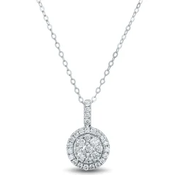 Lab Grown Diamond Round Cluster Pendant In 14K White Gold (5/8 Ct. Tw.)