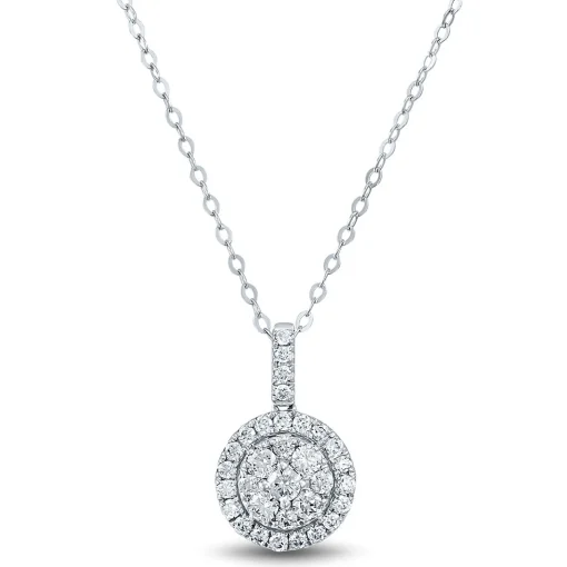 Lab Grown Diamond Round Cluster Pendant In 14K White Gold (5/8 Ct. Tw.)
