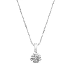 Lab Grown Diamond Round Solitaire Pendant In 14K White Gold (3/4 Ct.)