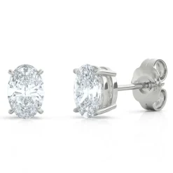 Lab Grown Diamond Stud Earrings Oval In 14K White Gold (1 Ct. Tw.)