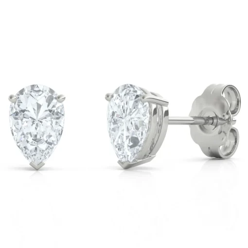 Lab Grown Diamond Stud Earrings Pear Shaped In 14K White Gold (1 Ct. Tw.)