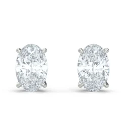 Lab Grown Diamond Stud Earrings Oval In 14K White Gold (1 Ct. Tw.)