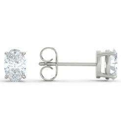 Lab Grown Diamond Stud Earrings Oval In 14K White Gold (1 Ct. Tw.)