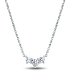 Lab Grown Diamond Three-Stone Necklace In 14K White Gold (1/2 Ct. Tw.)