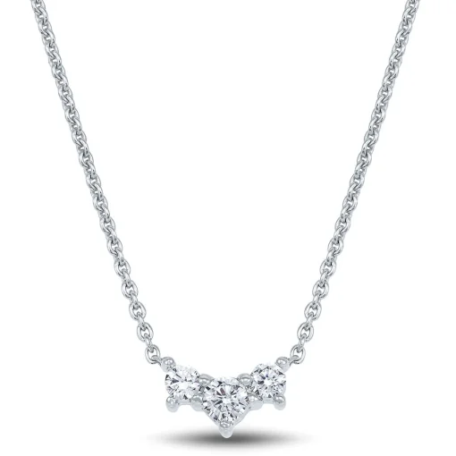 Lab Grown Diamond Three-Stone Necklace In 14K White Gold (1/2 Ct. Tw.)