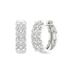 Lab Grown Diamond Two-Row Hoop Earrings In 14K White Gold (2 Ct. Tw.)