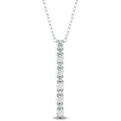 Lab Grown Diamond Vertical Bar Pendant In 14K White Gold (1/2 Ct. Tw.)