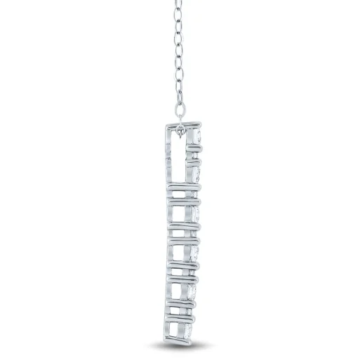Lab Grown Diamond Vertical Bar Pendant In 14K White Gold (1/2 Ct. Tw.)
