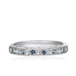 Lab-Created Alexandrite And White Sapphire Stacking Ring In Sterling Silver
