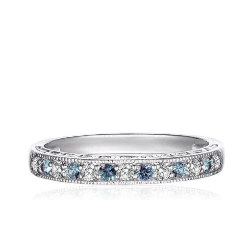 Lab-Created Alexandrite And White Sapphire Stacking Ring In Sterling Silver