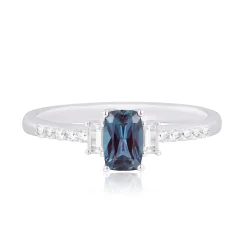Lab-Created Alexandrite And Lab-Created White Sapphire Ring In 10K White Gold
