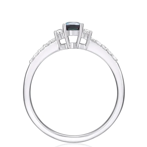 Lab-Created Alexandrite And Lab-Created White Sapphire Ring In 10K White Gold