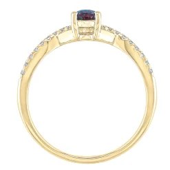 Lab-Created Alexandrite And Diamond Ring In 10K Yellow Gold Ring