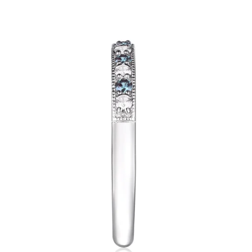 Lab-Created Alexandrite And White Sapphire Stacking Ring In Sterling Silver