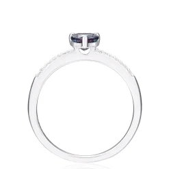 Lab-Created Alexandrite Heart Ring With Lab-Created White Sapphires In Sterling Silver