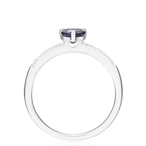 Lab-Created Alexandrite Heart Ring With Lab-Created White Sapphires In Sterling Silver