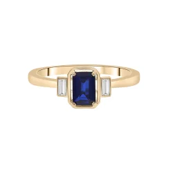 Lab-Created Blue And White Sapphire Ring In Vermeil