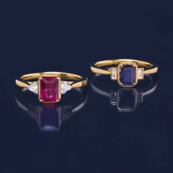 Lab-Created Blue And White Sapphire Ring In Vermeil
