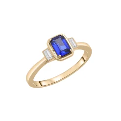 Lab-Created Blue And White Sapphire Ring In Vermeil