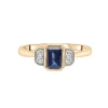 Lab-Created Blue Sapphire And Lab-Created White Sapphire Vintage Ring In Vermeil