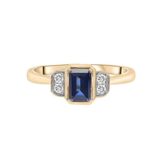 Lab-Created Blue Sapphire And Lab-Created White Sapphire Vintage Ring In Vermeil