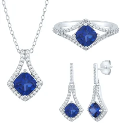Lab-Created Blue Sapphire And Lab-Created White Sapphire Boxed Set In Sterling Silver