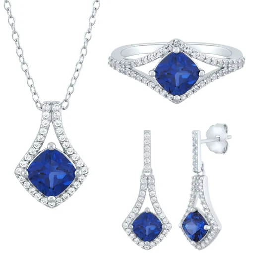 Lab-Created Blue Sapphire And Lab-Created White Sapphire Boxed Set In Sterling Silver