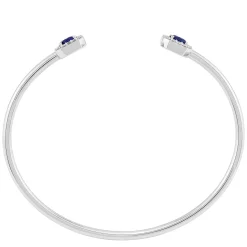 Lab-Created Blue Sapphire Cuff Bracelet With Lab-Created White Sapphire In Sterling Silver
