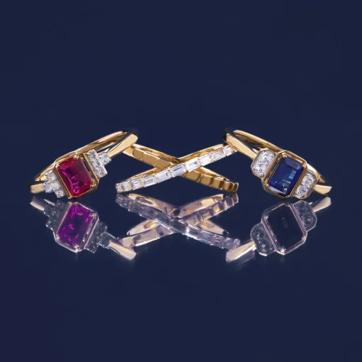 Lab-Created Blue Sapphire And Lab-Created White Sapphire Vintage Ring In Vermeil