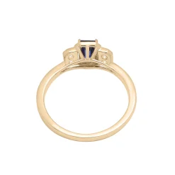 Lab-Created Blue Sapphire And Lab-Created White Sapphire Vintage Ring In Vermeil