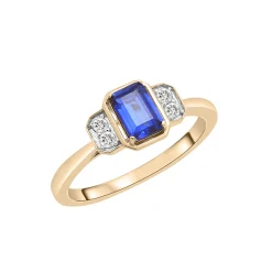 Lab-Created Blue Sapphire And Lab-Created White Sapphire Vintage Ring In Vermeil
