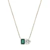 Lab-Created Emerald And Lab-Created White Sapphire Two-Stone Necklace In Vermeil