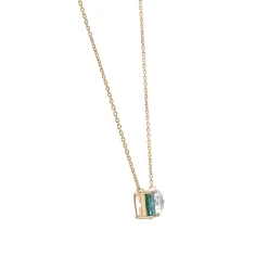 Lab-Created Emerald And Lab-Created White Sapphire Two-Stone Necklace In Vermeil