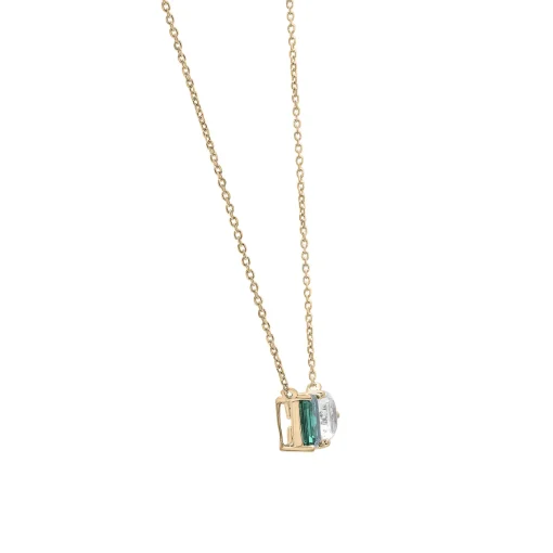 Lab-Created Emerald And Lab-Created White Sapphire Two-Stone Necklace In Vermeil