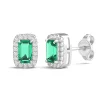 Lab-Created Emerald Earrings With Lab-Created White Sapphires In Sterling Silver
