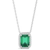 Lab-Created Emerald Pendant With Lab-Created White Sapphires In Sterling Silver