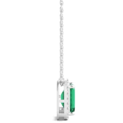 Lab-Created Emerald Pendant With Lab-Created White Sapphires In Sterling Silver
