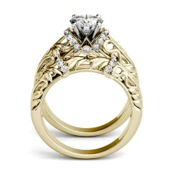 Lab-Created Moissanite Engagement Ring Set In 14K Yellow Gold (1-1/4 Ct. Tw.)