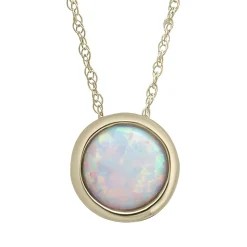 Lab-Created Opal Pendant With Round Shape In 10K Yellow Gold