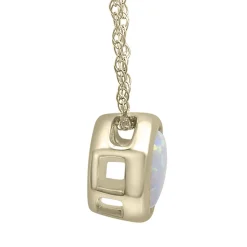 Lab-Created Opal Pendant With Round Shape In 10K Yellow Gold